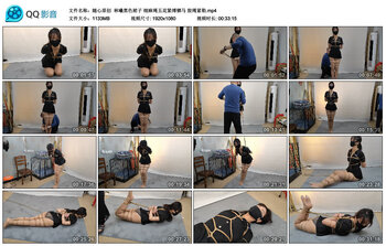 【随心原创】林曦黑色裙子 细麻绳五花紧缚驷马 股绳紧勒