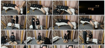 【随心原创】邻家少妇黑色拘束衣口球，折腿缚，振动棒享受。