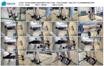 涵涵特辑 金属拘束 圈养的小m被主人反铐住，穿10cm红底高跟鞋，分腿站立罚站，脖子