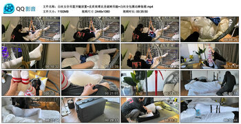 白丝女仆吊篮开腿放置+皮质束缚衣圣诞树吊腿+白丝全包震动棒装箱